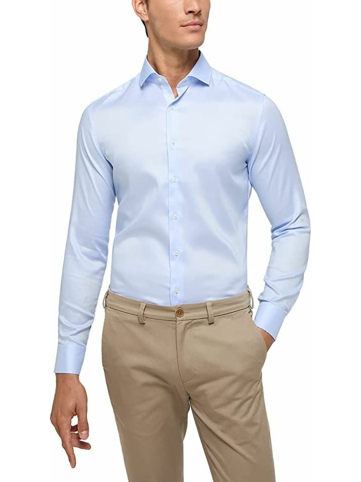 

Мужская деловая рубашка с длинными рукавами светло-синего цвета Eterna