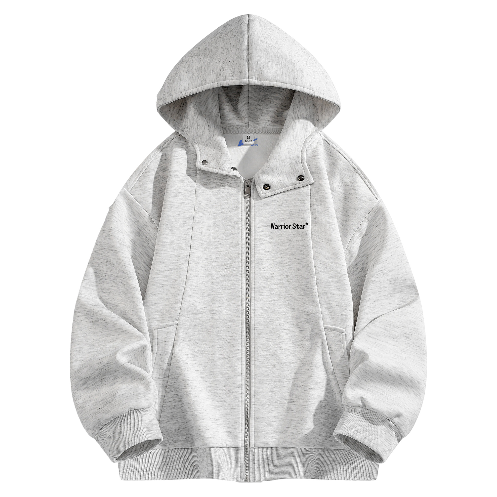 

Толстовка Unisex Hooded Moderate Cardigan WARRIOR, белый heather серый