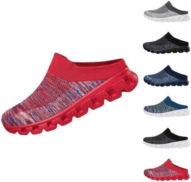 

Мужские мюли Hhhchpm слипоны без задника, дышащие с открытой пяткой, повседневные тапочки, красный