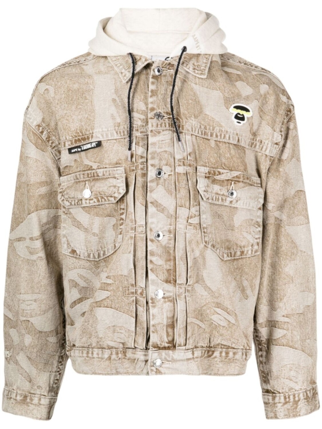

Джинсовая куртка с капюшоном и камуфляжным принтом AAPE BY *A BATHING APE, коричневый