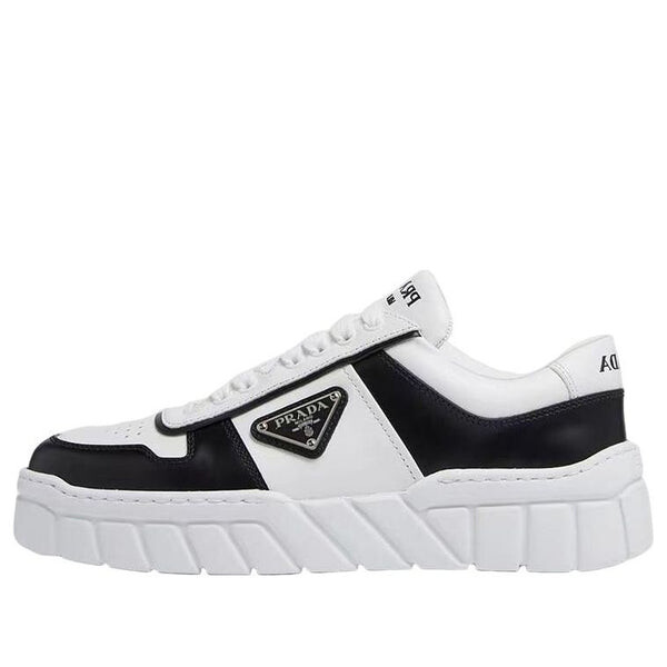 Кроссовки soft padded nappa leather laced-up shoes 'white black' Prada, белый