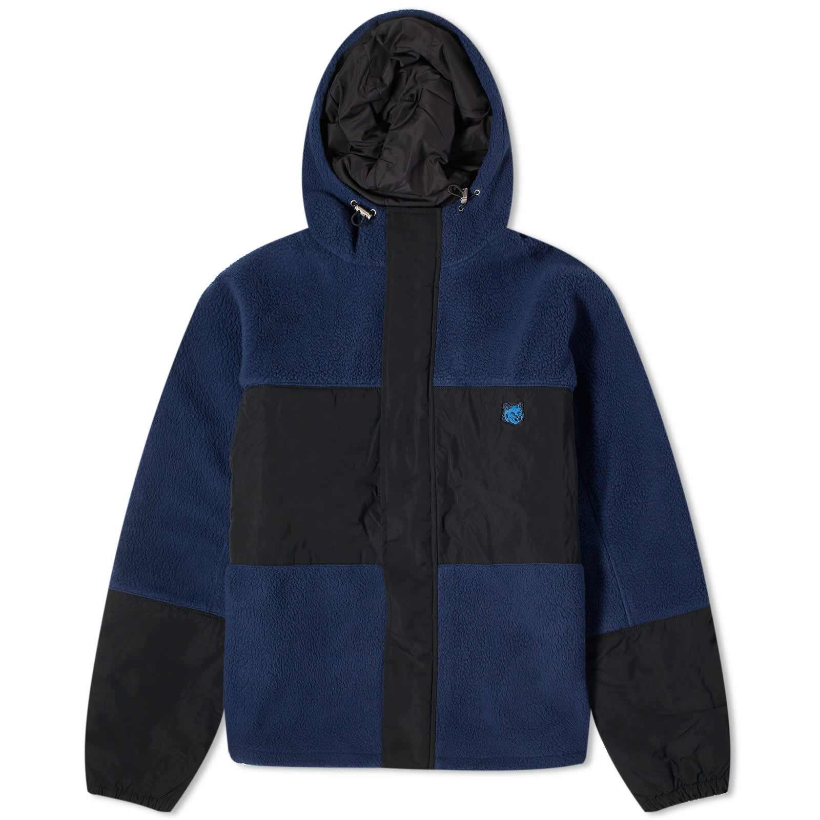 

Куртка Maison Kitsune College Fox Patch Color Block Fleece, цвет Ink Blue