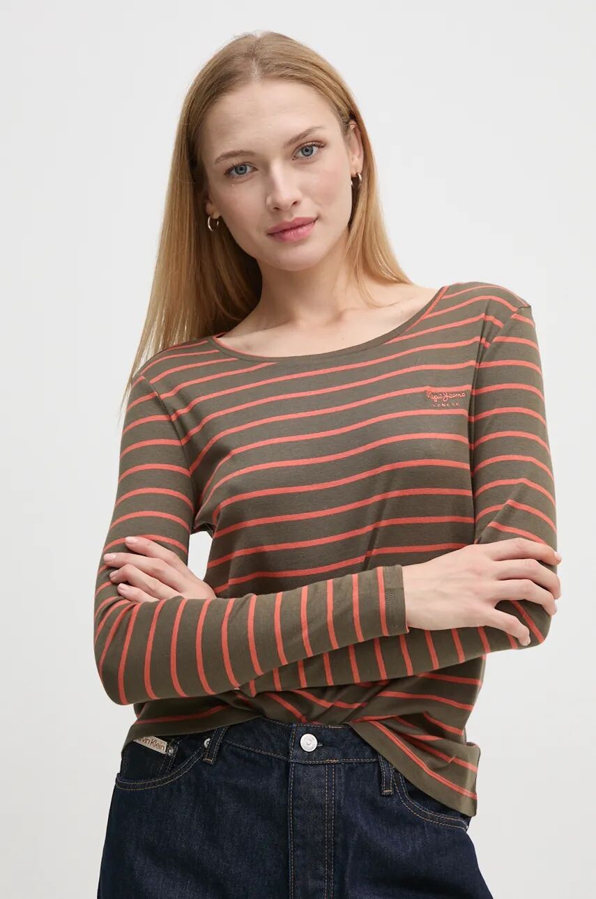 

Топ Pepe Jeans с длинными рукавами из хлопка FINNA, зеленый