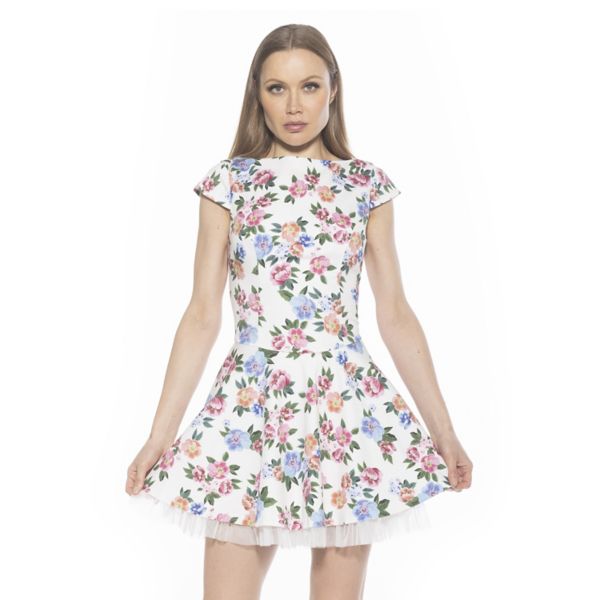 

Женское мини-платье Aleena с короткими рукавами Alexia Admor, цвет ivory floral