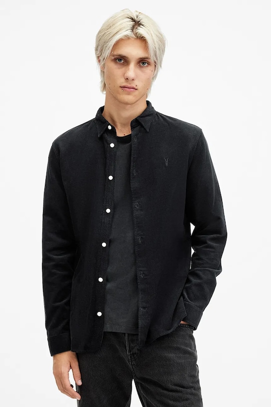 

Хлопковая рубашка BIRCHWOOD Allsaints, черный