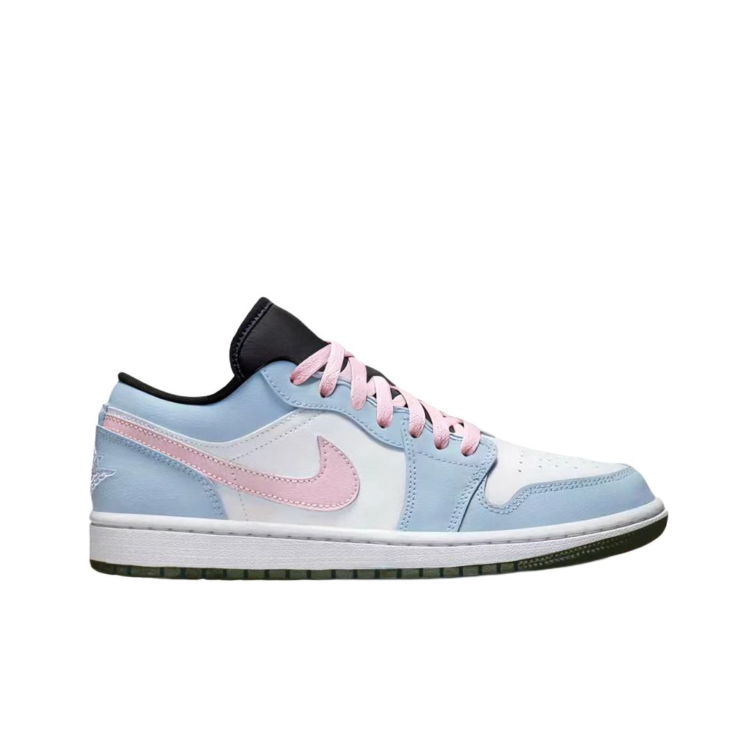 Jordan Air 1 LOW Slip Resistant, Abrasion Resistant, Breathable Low top детские баскетбольные кроссовки Blue Pink — фото 3