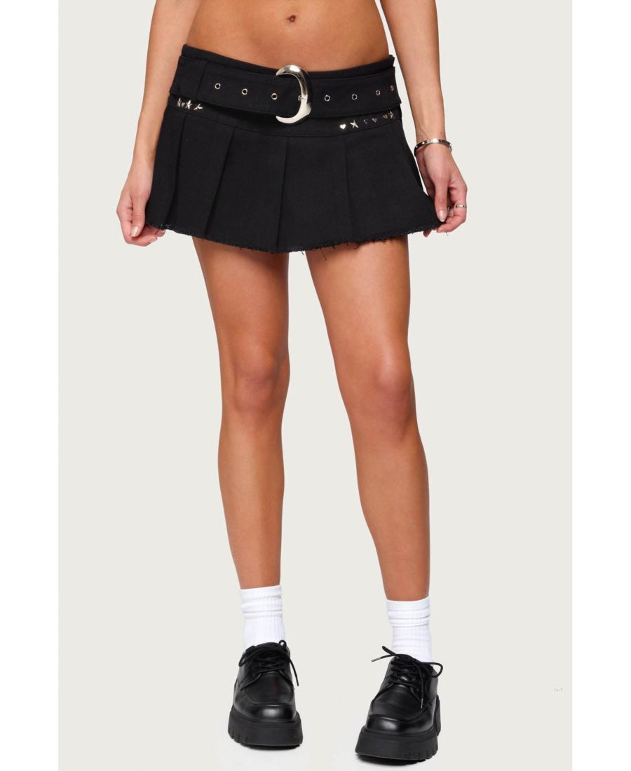

Женская плиссированная джинсовая микро-шорты Kore Belt Edikted, Black