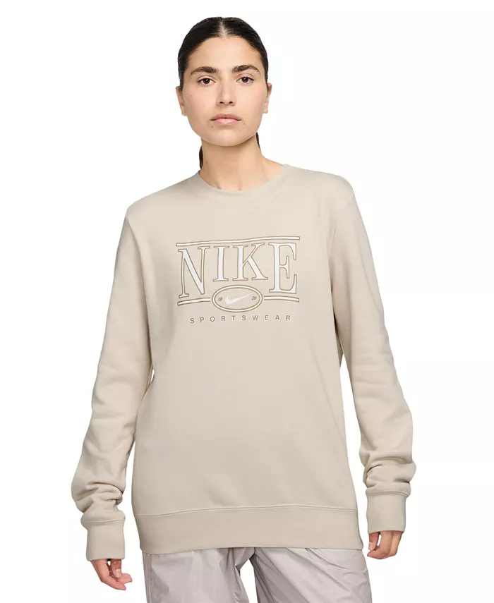 

Спортивный женский свитшот Club Fleece с круглым вырезом Nike, белый