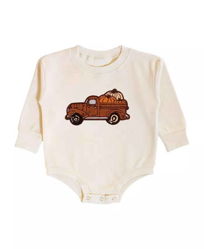 

Осенний комбинезон с длинными рукавами и нашивкой «Грузовик» для мальчика Sweet Wink, коричневый/бежевый