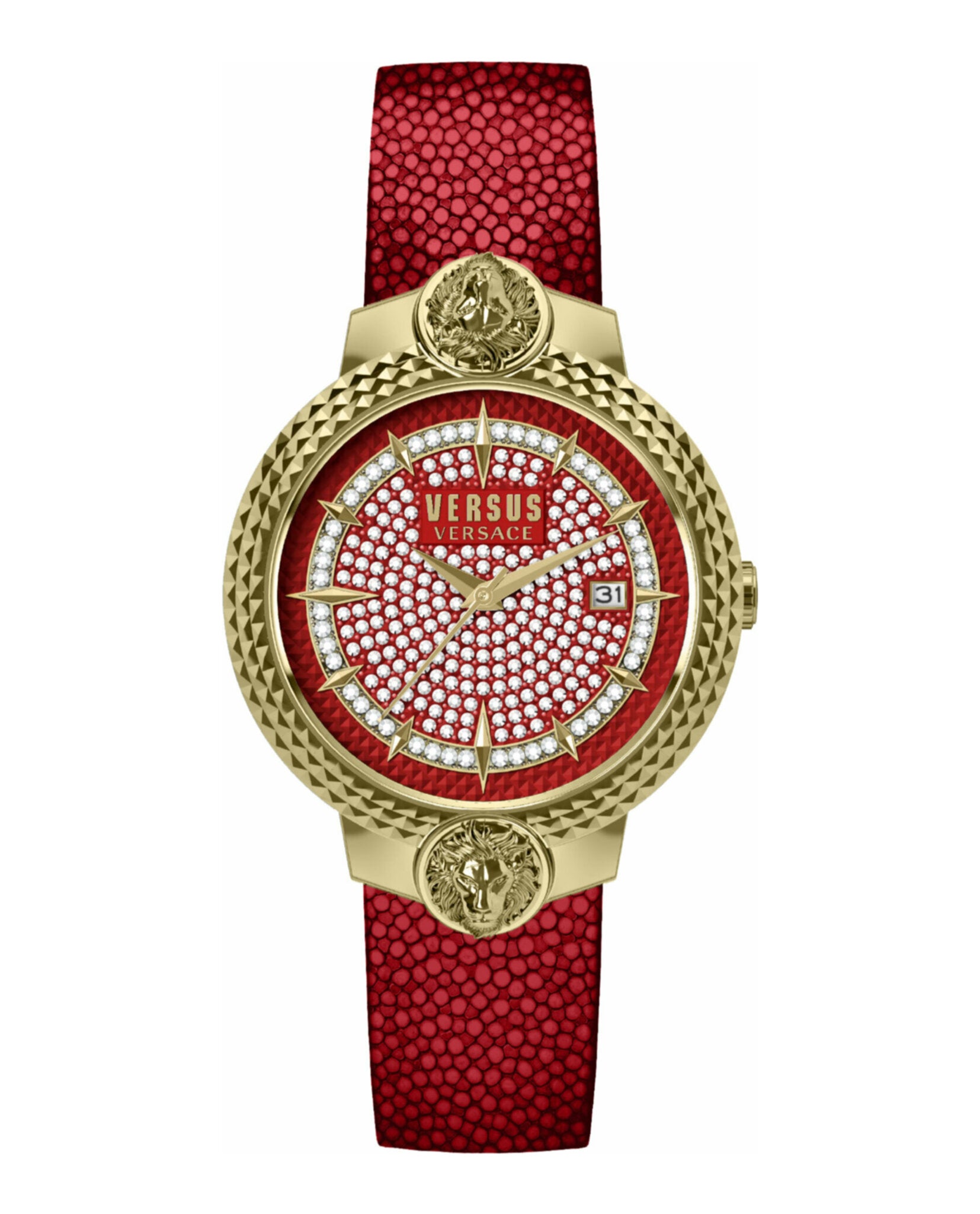 

Часы с ремешком из кристаллов Mouffetard Versus Versace, красный/золотой/красный