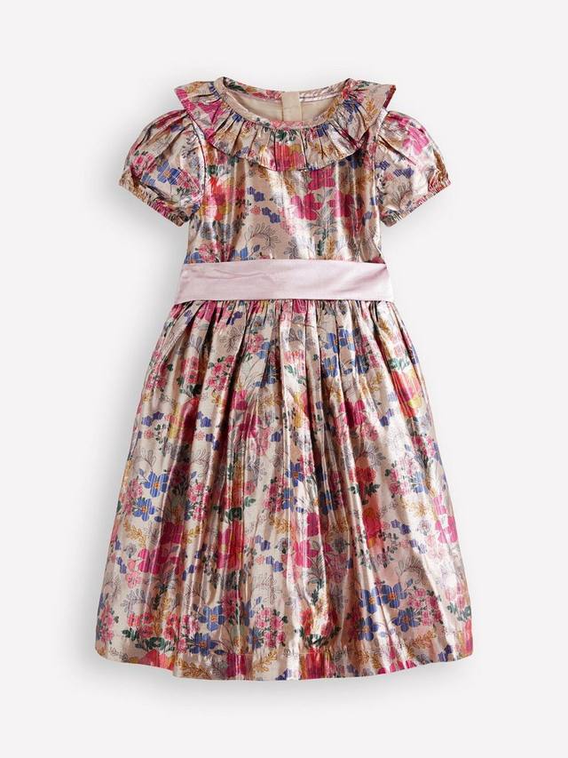 

Детское платье с короткими рукавами Fit and Flare Mini Boden, Metallic Floral