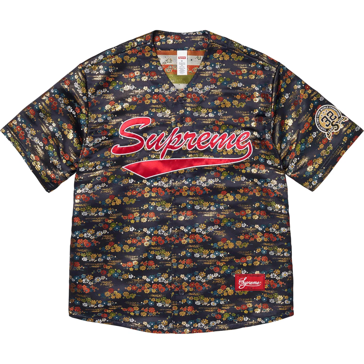 Бейсбольная куртка-джерси флорал жаккард унисекс SS26 WEEK5 Supreme, Black — фото 3