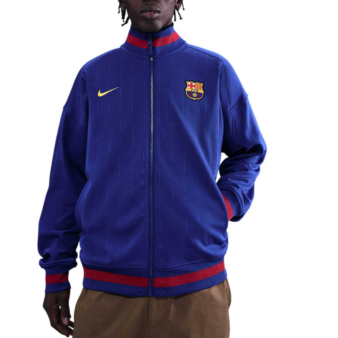 

Футбольная куртка anthem fc barcelona strike home men's dri fit Nike, синий