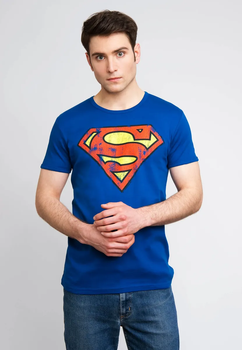 

Футболка Logoshirt "Супермен", с повседневным ретро-принтом, синий