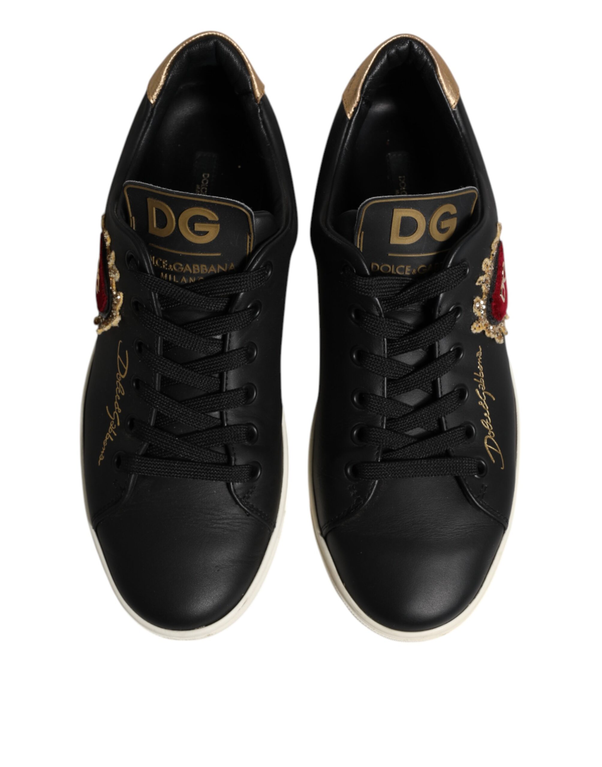 Черные кожаные кроссовки Sacred Heart Dolce & Gabbana, черный — фото 3