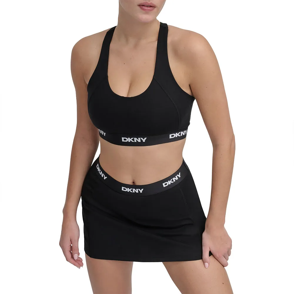

Спортивный бюстгальтер DKNY Logo Elastic Scoop sports bra, черный