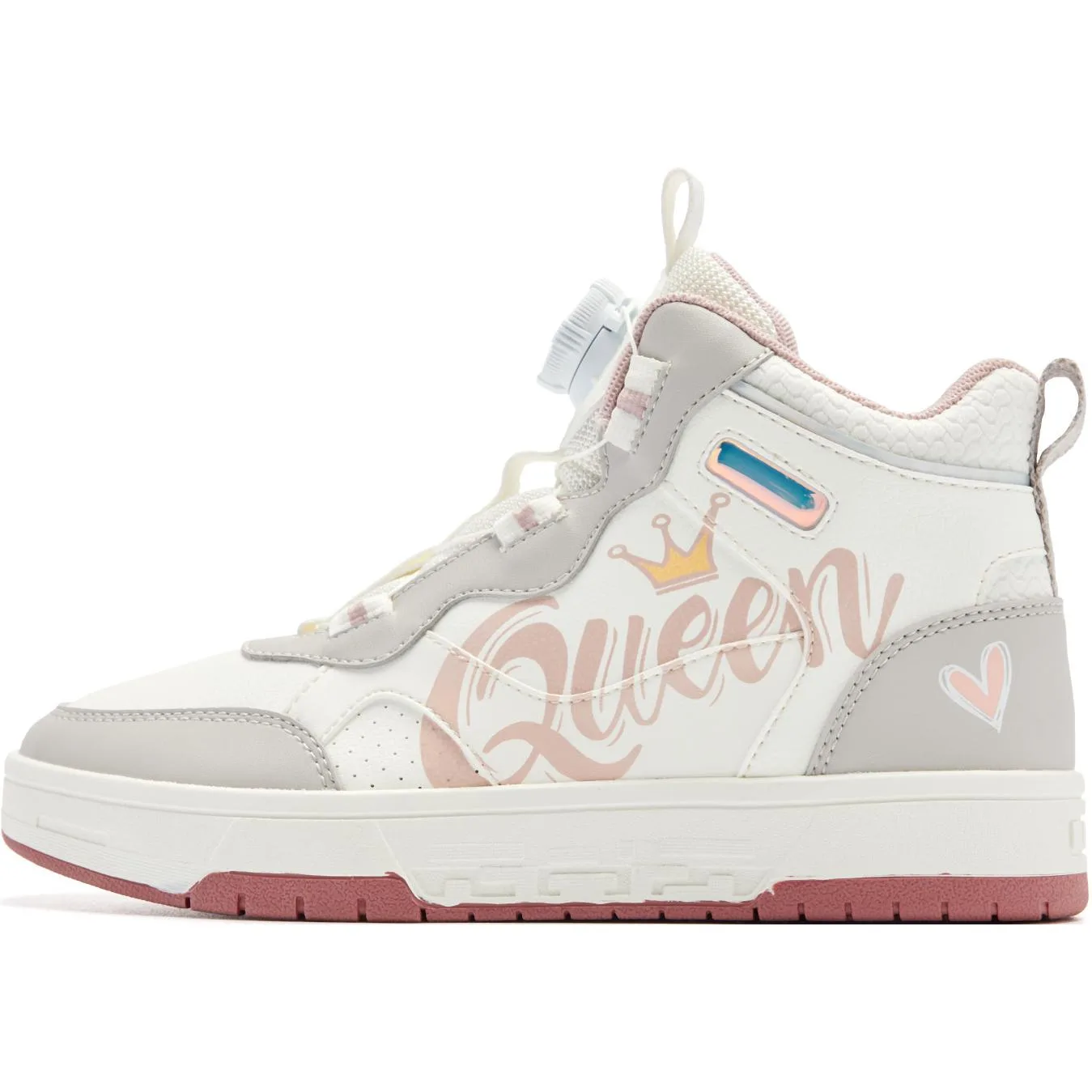 QIAODAN Abrasion Resistant High top детские скейтбординг кроссовки White Pink для подростков