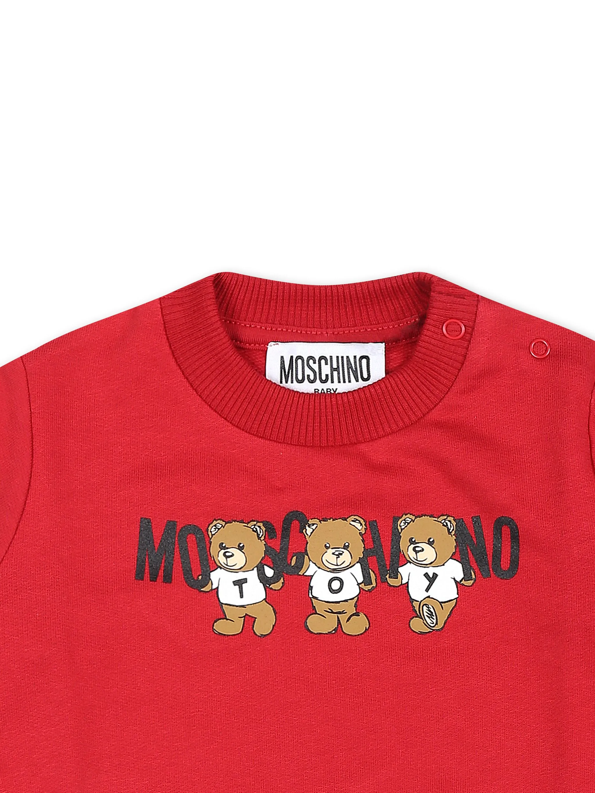 Толстовка с принтом Teddy Bear Moschino Kids, красный — фото 3