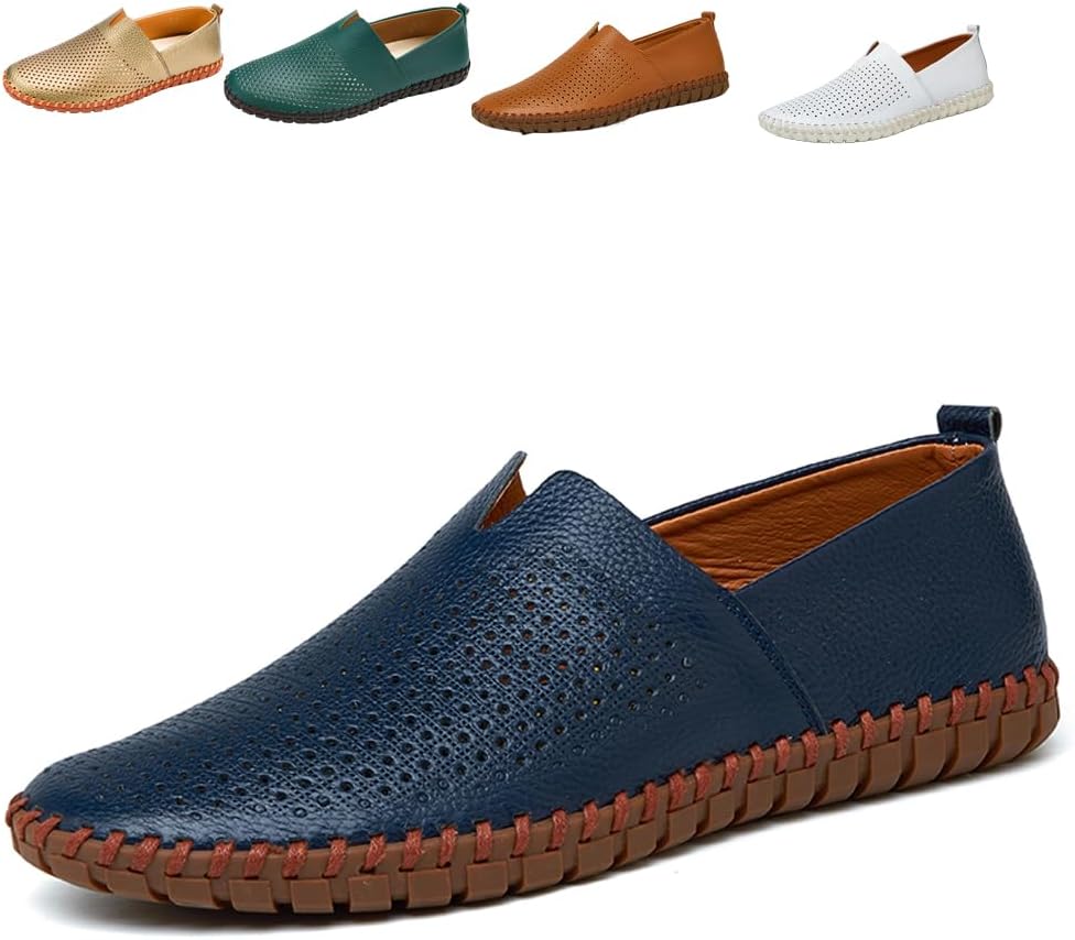 

Мужские кожаные мокасины для вождения, повседневные слипоны Noblespirit, синий