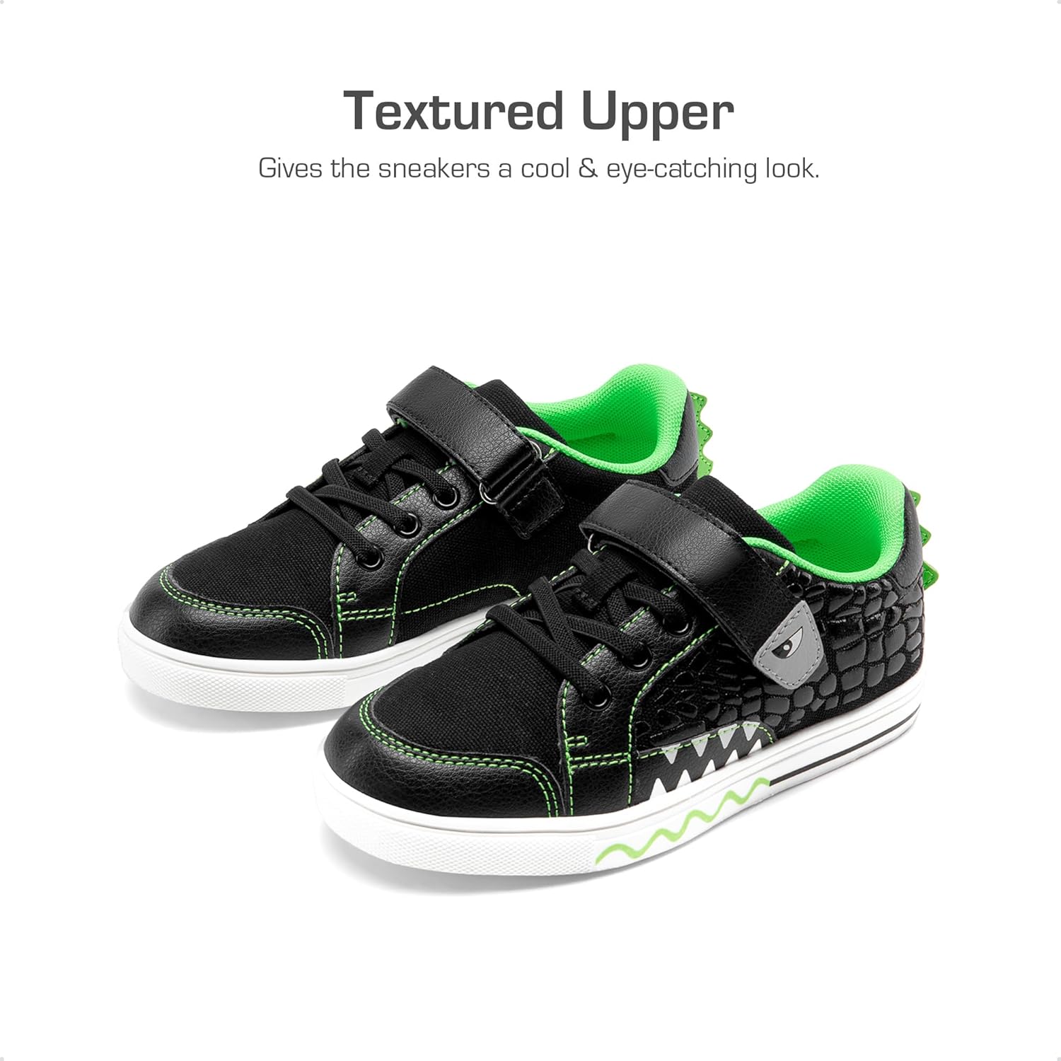 Кроссовки DREAM PAIRS для мальчиков, маленькие дети, обувь для малышей, повседневные прогулочные кроссовки с противоскользящей подошвой и застежкой-липучкой, черный/зеленый — фото 4