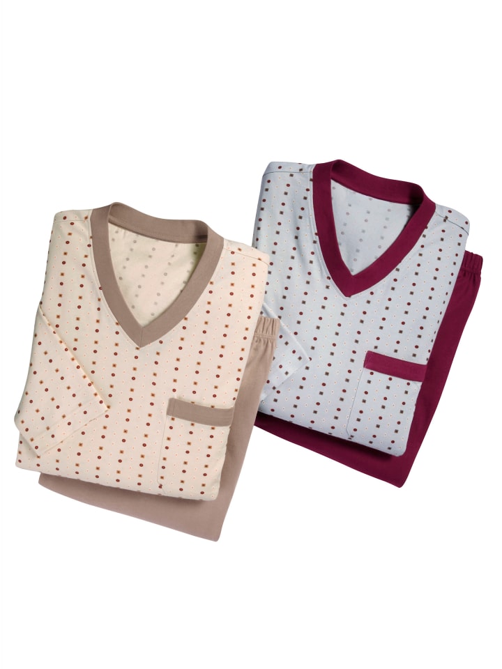 

WITT WEIDEN Пижама бежевого и серо-темно-красного цвета