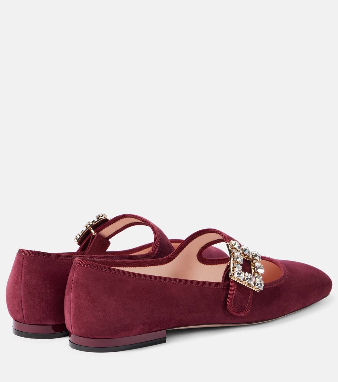 Замшевые балетки Très Vivier Babies Mary Jane Roger Vivier, цвет bordeaux — фото 2