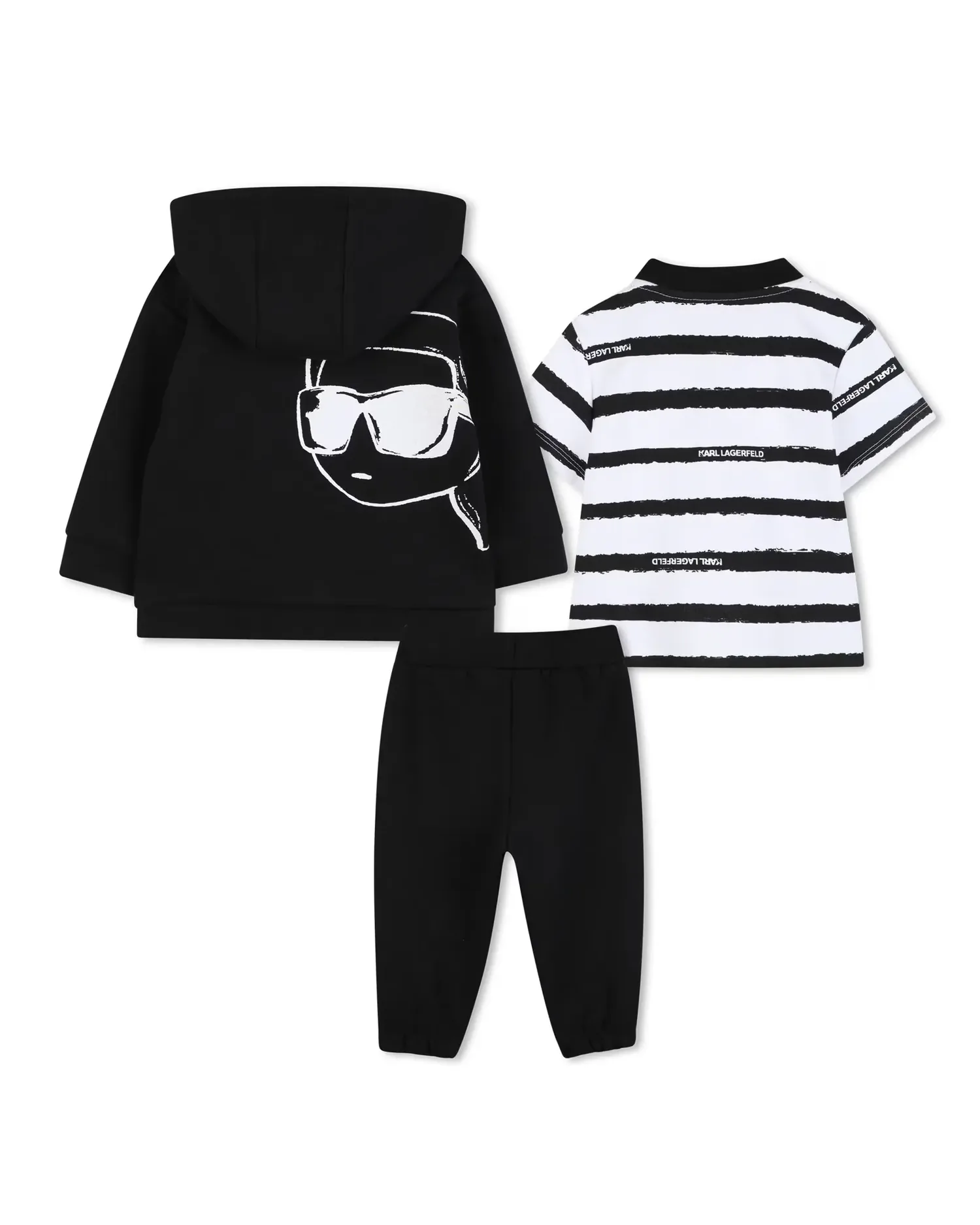Набор для мальчика из хлопка с полосками Karl Lagerfeld Kids, черный — фото 3