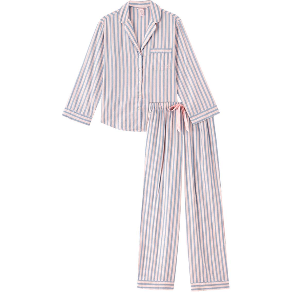 

Victoria's Secret Пижамный комплект The Mix для женщин, розовый и синий в полоску