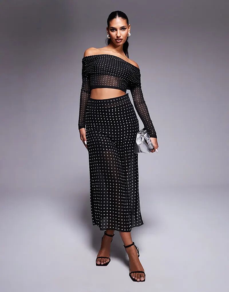 

Прозрачная макси-юбка hotfix черного цвета ASOS DESIGN