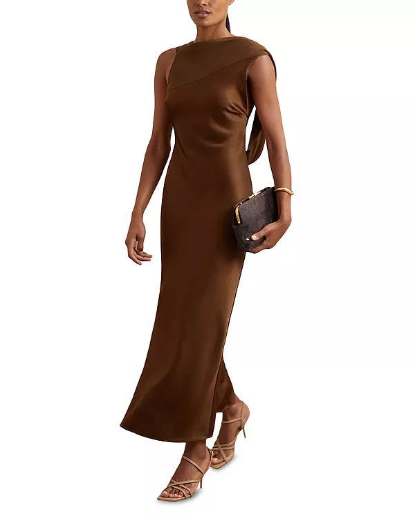 

Платье-Миди с декоративной отделкой на спине от Petite Alula Reiss, коричневый