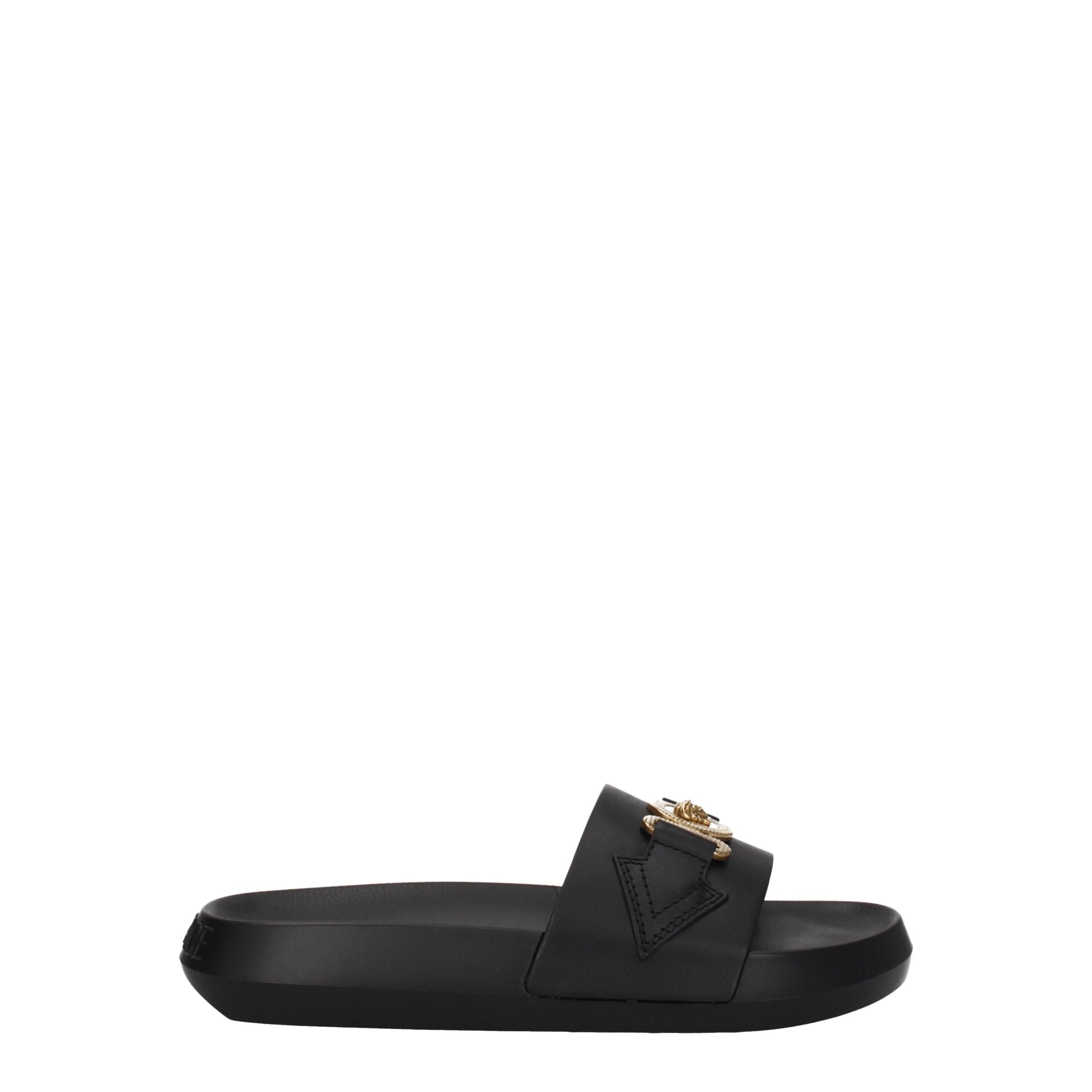 Версаче кожаные женские мюли Versace, черный