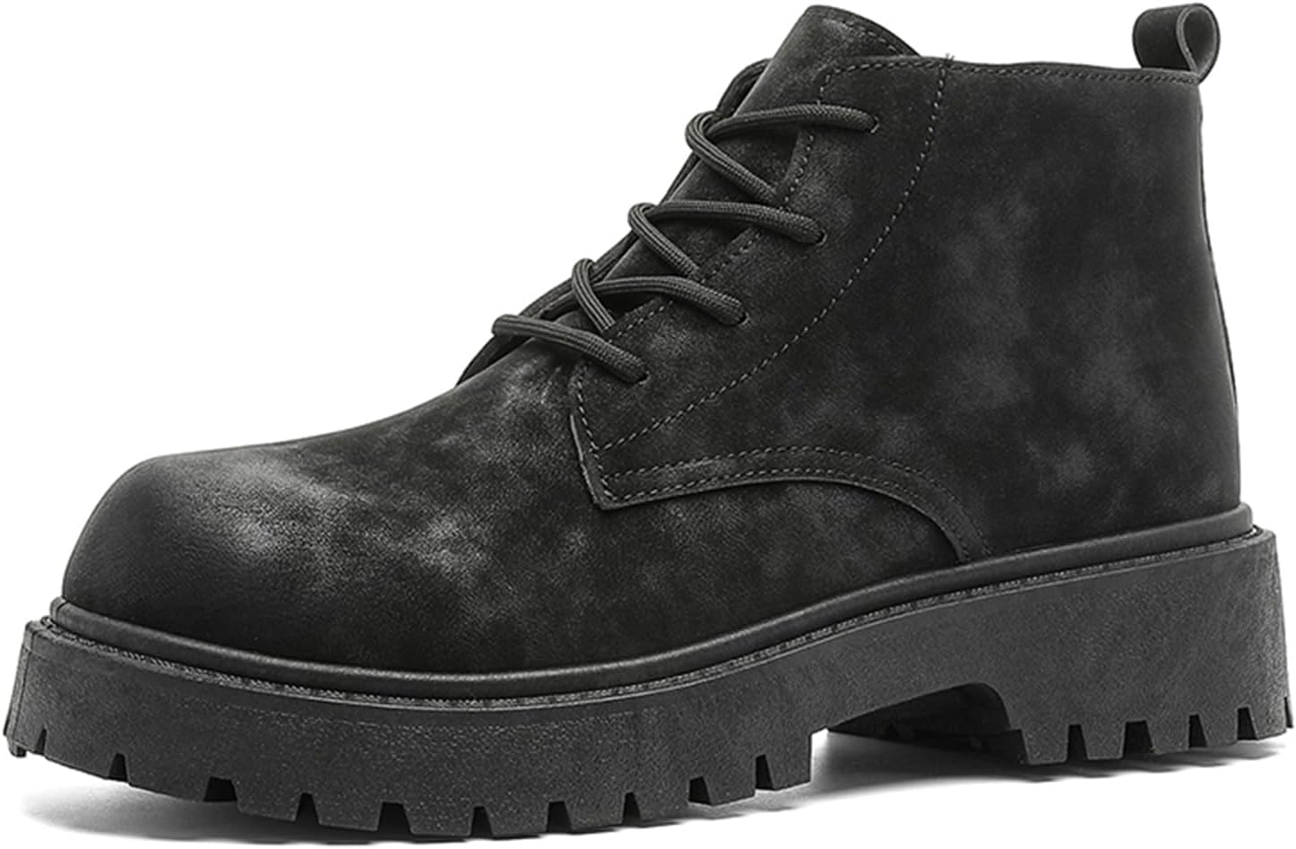 

Мужские кожаные ботинки-оксфорды Чукка на шнуровке с утолщенной резиновой подошвой для сцепления, с округлым носком, легкие, с мягким верхом, повседневные, для прогулок на улице, работы и ежедневных поездок Psieicwm, черный