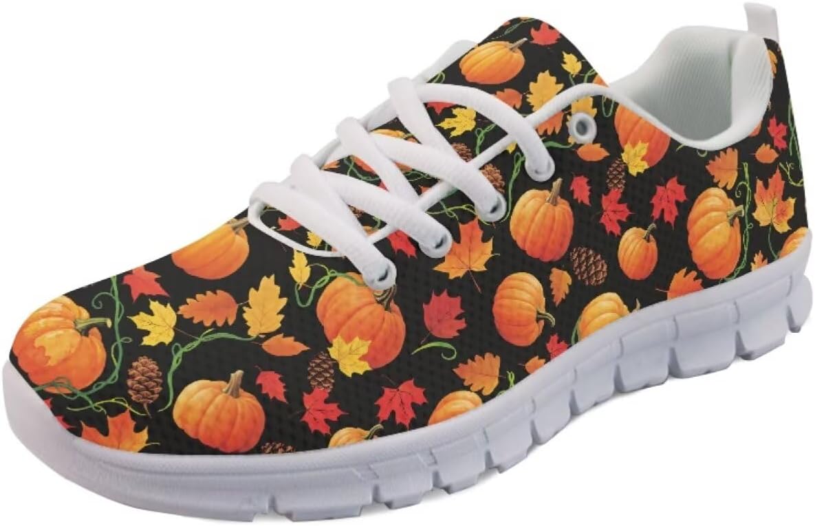 

Кроссовки Forchrinse Daisy унисекс для бега, спортивные кеды для мужчин и женщин, дышащие спортивные кроссовки, Fall Maple Pumpkin Print