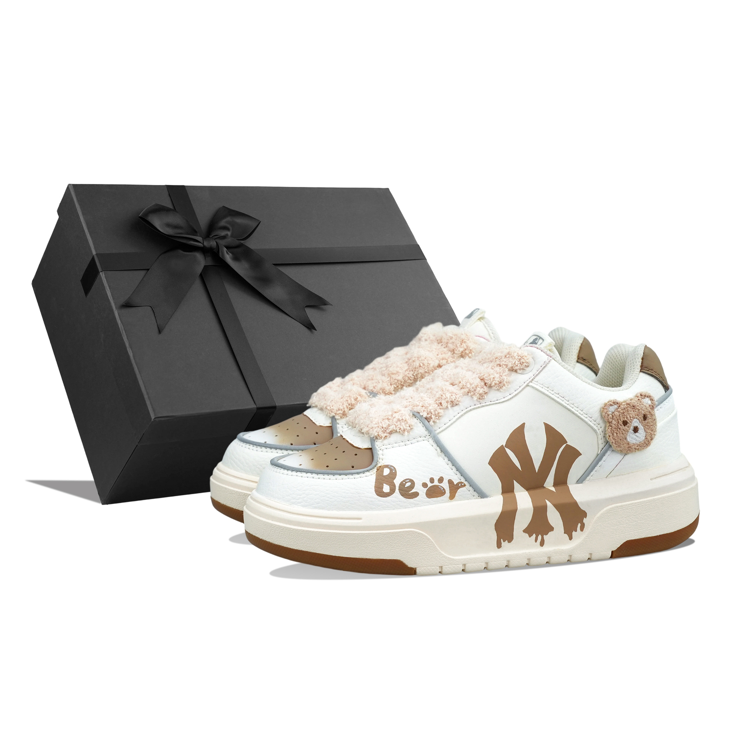 

MLB Chunky Liner Synthetic Leather Low top Skateboard Shoes Unisex White Brown