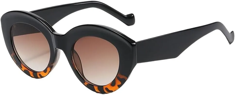 

Ретро-солнцезащитные очки в толстой оправе большого размера для женщин. Стильные солнцезащитные очки в ретро-стиле овальной формы UJNHGQ, Black Leopard-tea