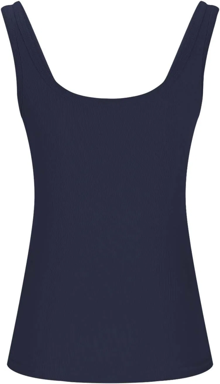 Женский топ с открытыми плечами, ребристый трикотаж, Navy — фото 3