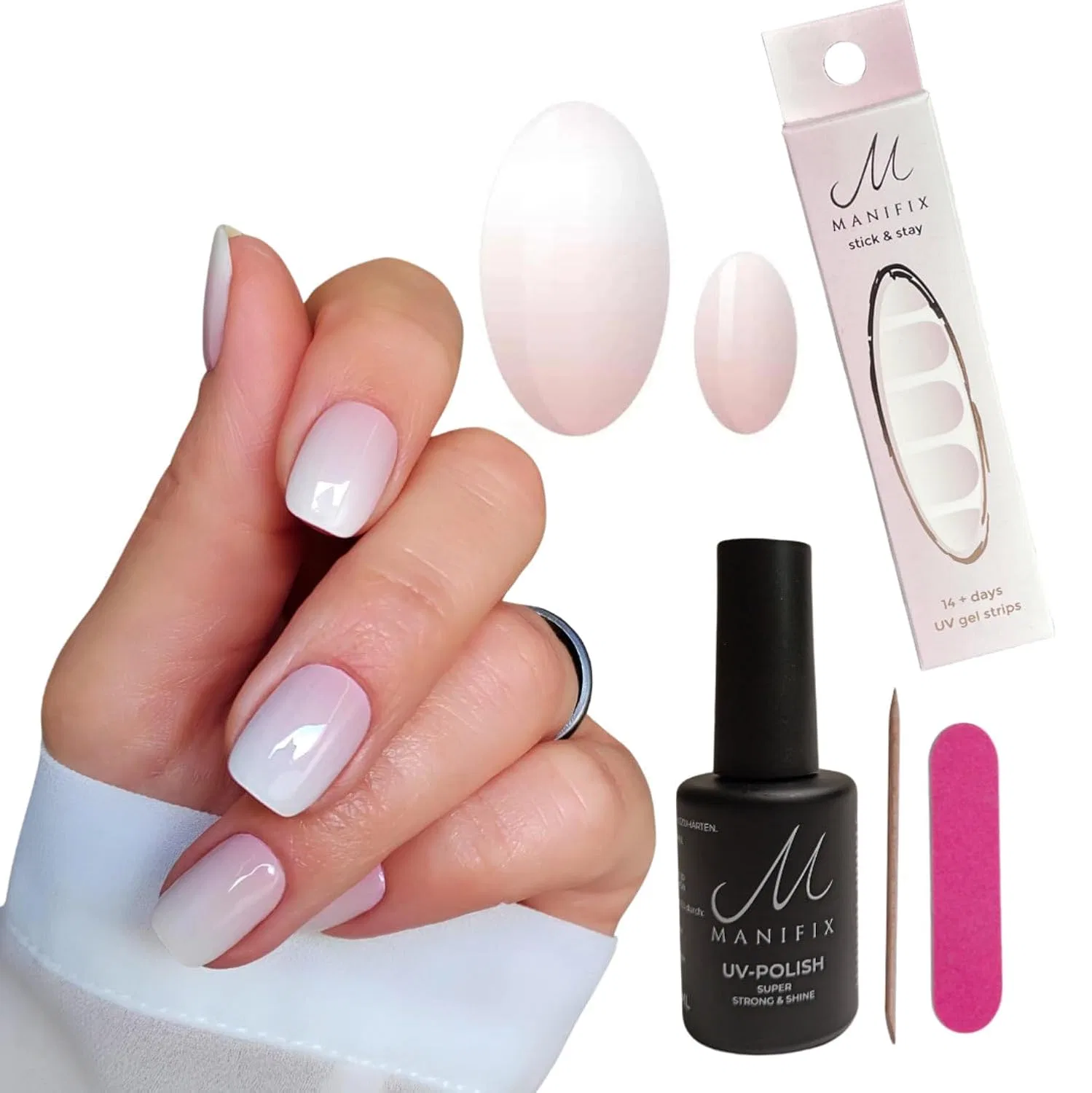 Набор UV-фольги для ногтей Manifix Adorable Baby Boomer + UV-покрытие Geschenkissimo, Adorable Babyboomer Starter Set
