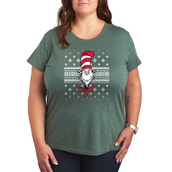 

Футболка с принтом The Cat in the Hat, короткий рукав, plus size Dr. Seuss, Heather Juniper