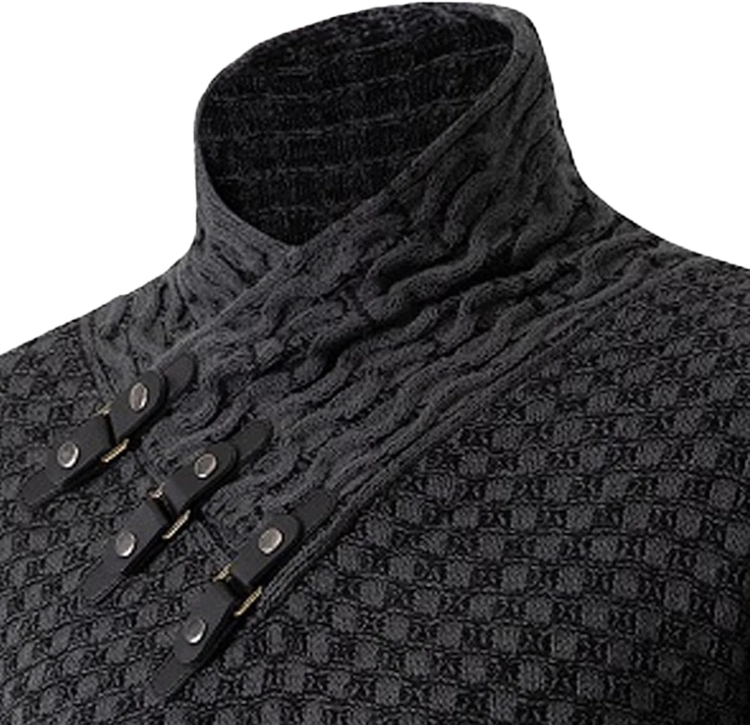 Мужской вязаный свитер с воротником-стойкой длинный рукав slim fit — фото 4