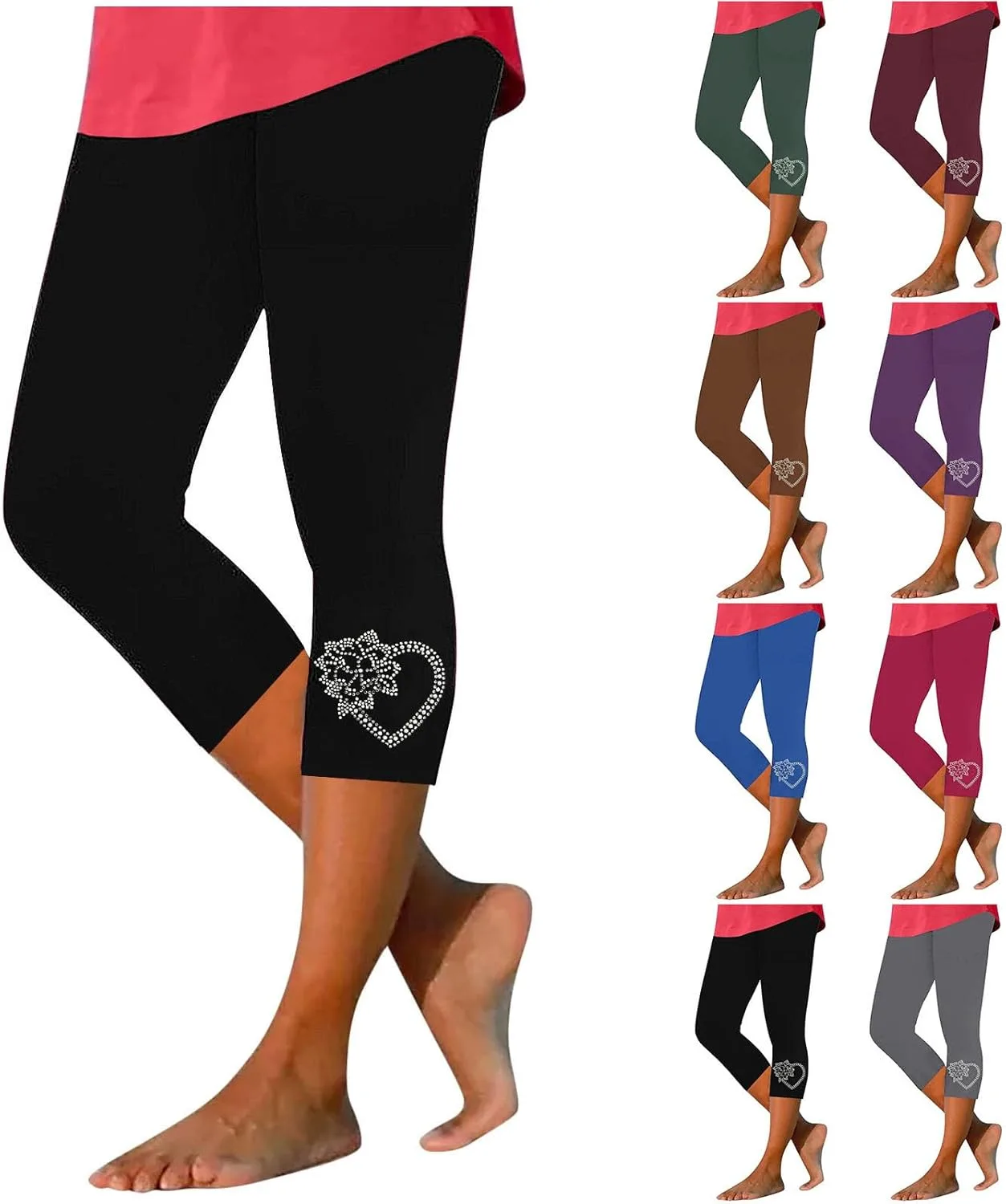 

Женские стрейч-капри с высокой талией и отделкой стразами Bacrelax