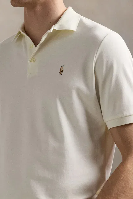 Поло бежевое slim fit Polo Ralph Lauren — фото 4