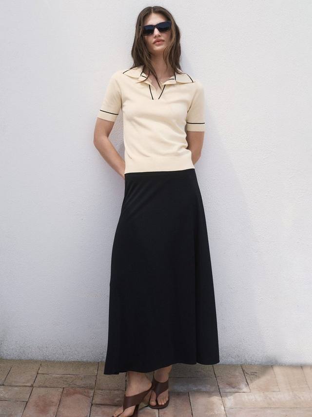 

Вертикальный цветной контрастный поло топ Mango, Natural White