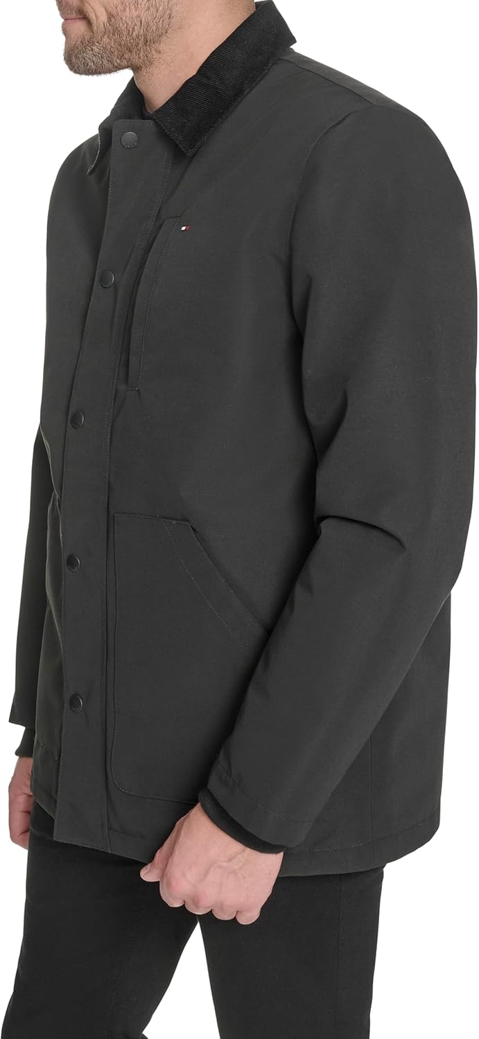 Мужская куртка Tommy Hilfiger Barn с вельветовым воротником, Black — фото 3