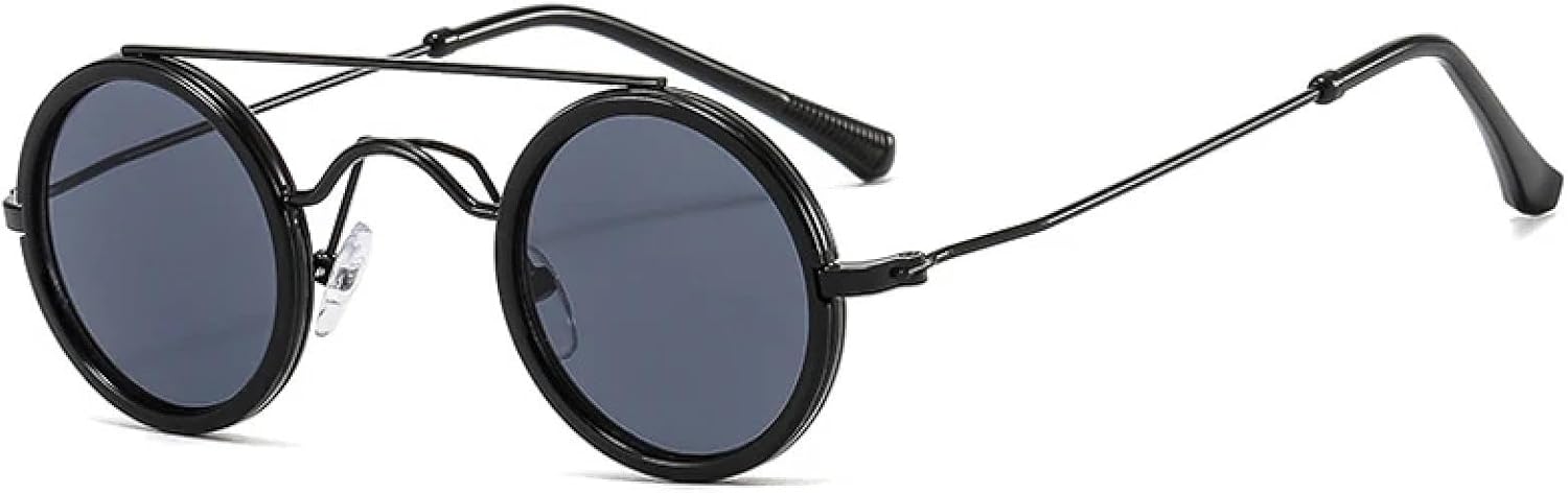 

Популярные модные маленькие круглые солнцезащитные очки для женщин в винтажном стиле, металлик, панк, для мужчин, с прозрачными линзами Ocean Lens Uv400 HHZZYVY, Black Grey