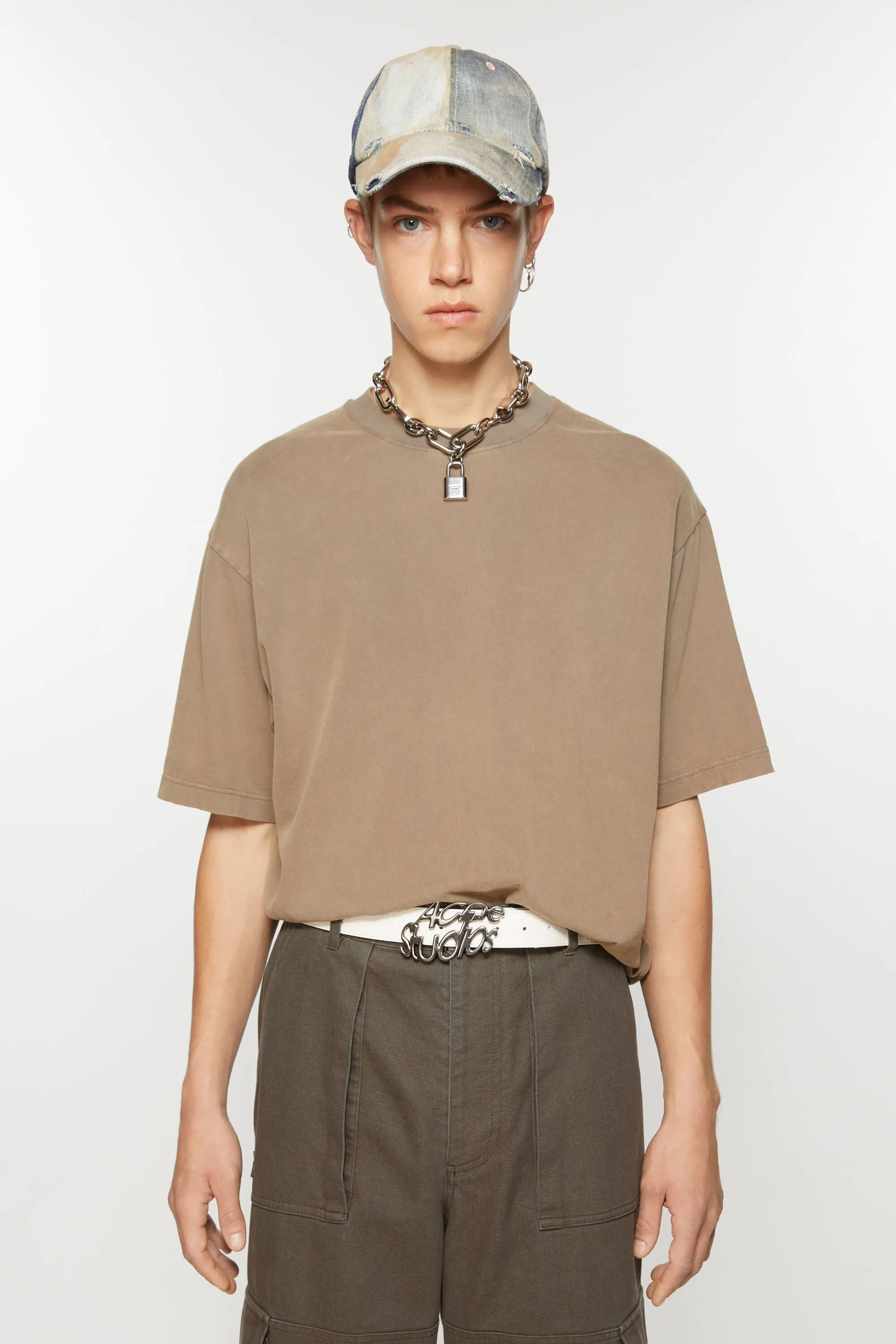 

Футболка с круглым вырезом - Свободный крой унисекс Acne Studios, Taupe Brown