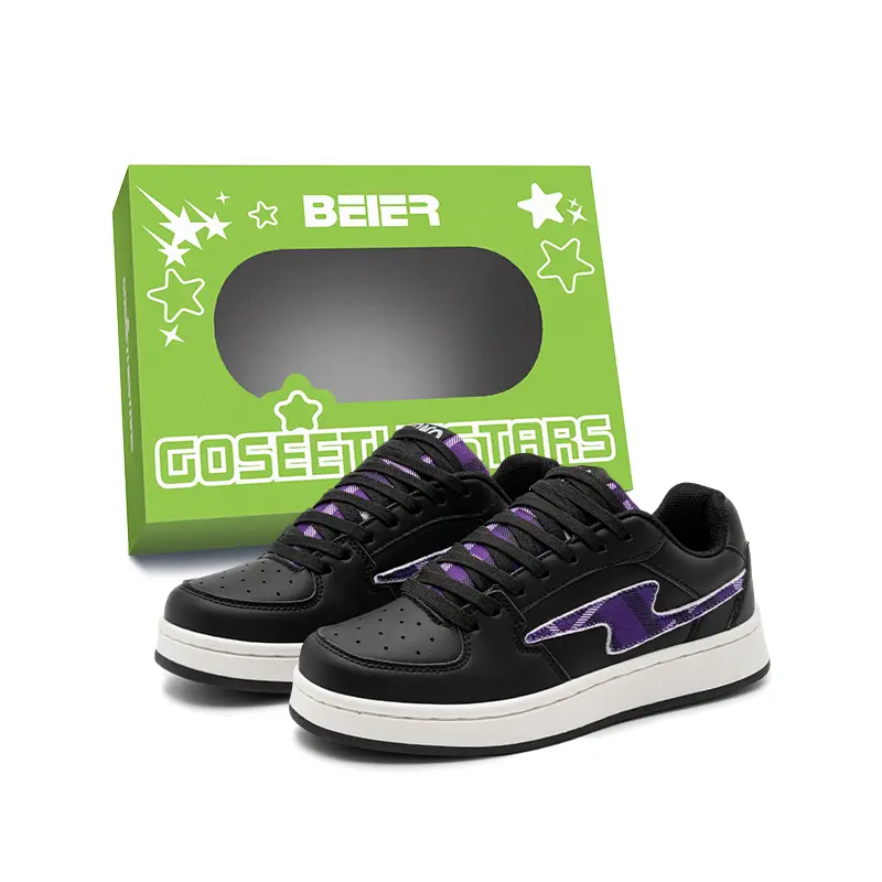 

BEIER Низкие скейтерские кроссовки унисекс черно-фиолетовые, цвет Black Purple