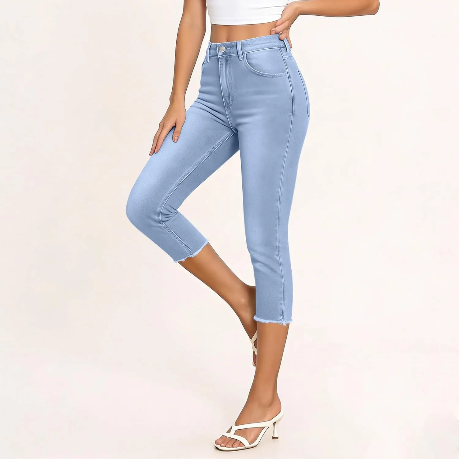 Джинсы женские High Waist Stretch с застежкой на пуговицах — фото 2