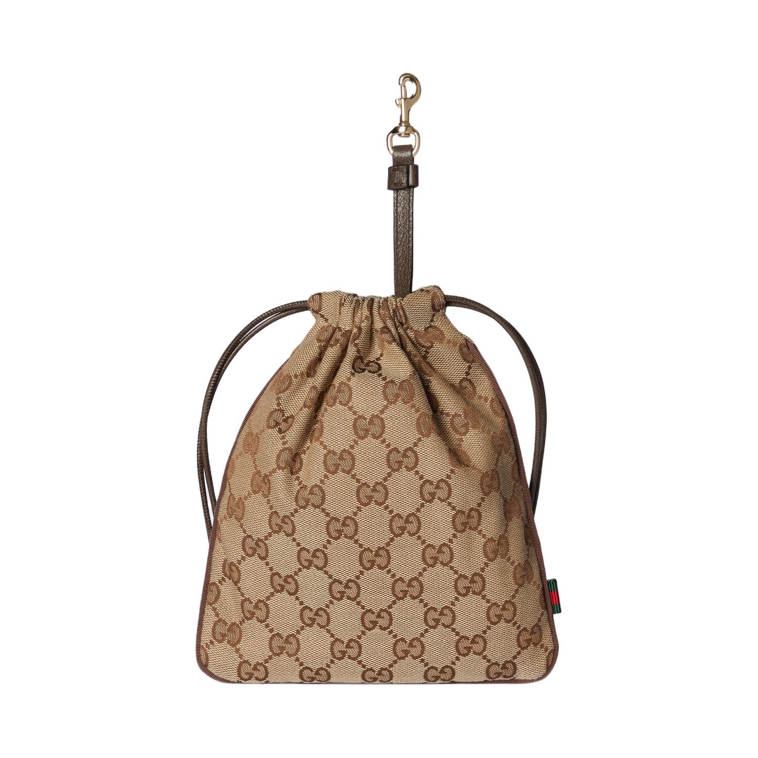 GUCCI Холщовая сумка клатч мини кошелек унисекс коричневый — фото 3