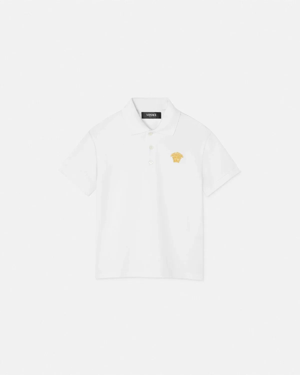 Детская поло с вышивкой Медузы Versace, белый