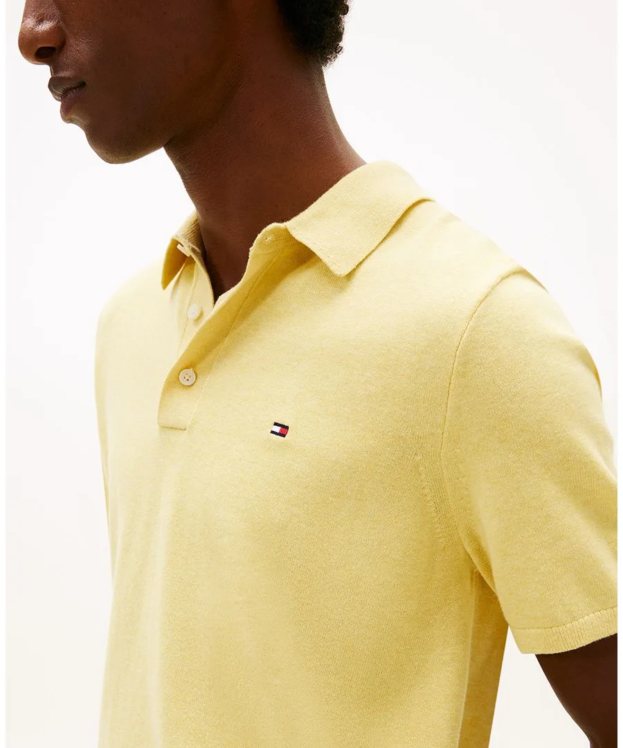 Мужская трикотажная рубашка-поло с коротким рукавом Essential Tommy Hilfiger, Citronella Heather — фото 3